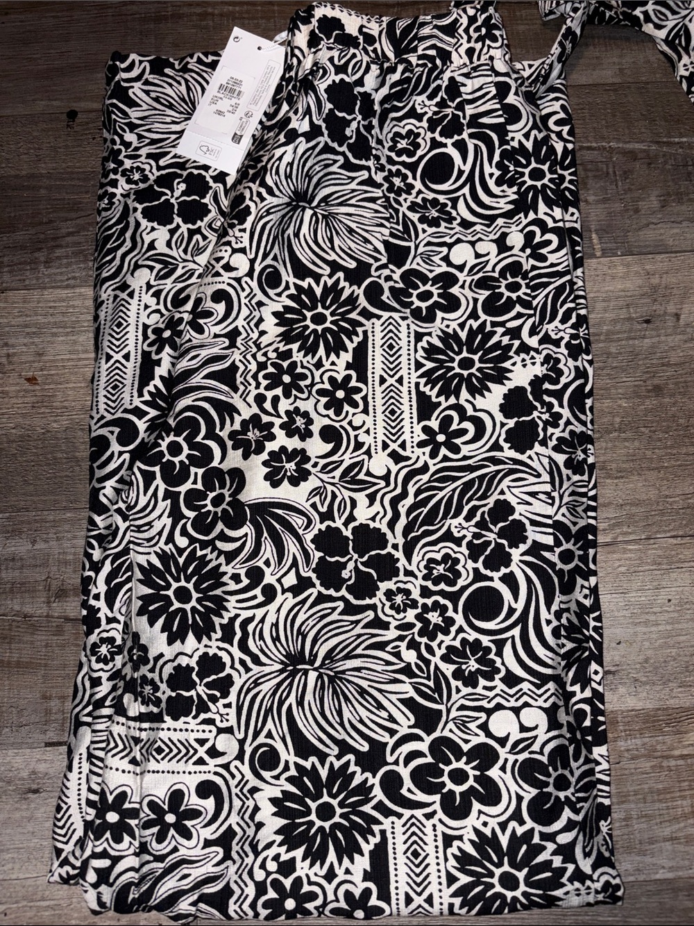 H&M Black and White Wide Leg Jumpsuit Pants
